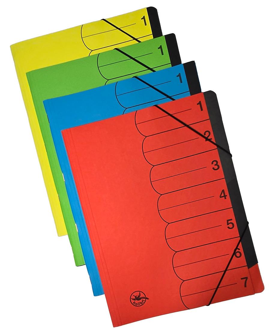 Ordnungsmappe 7-teilig, rot, Fächer einfarbig