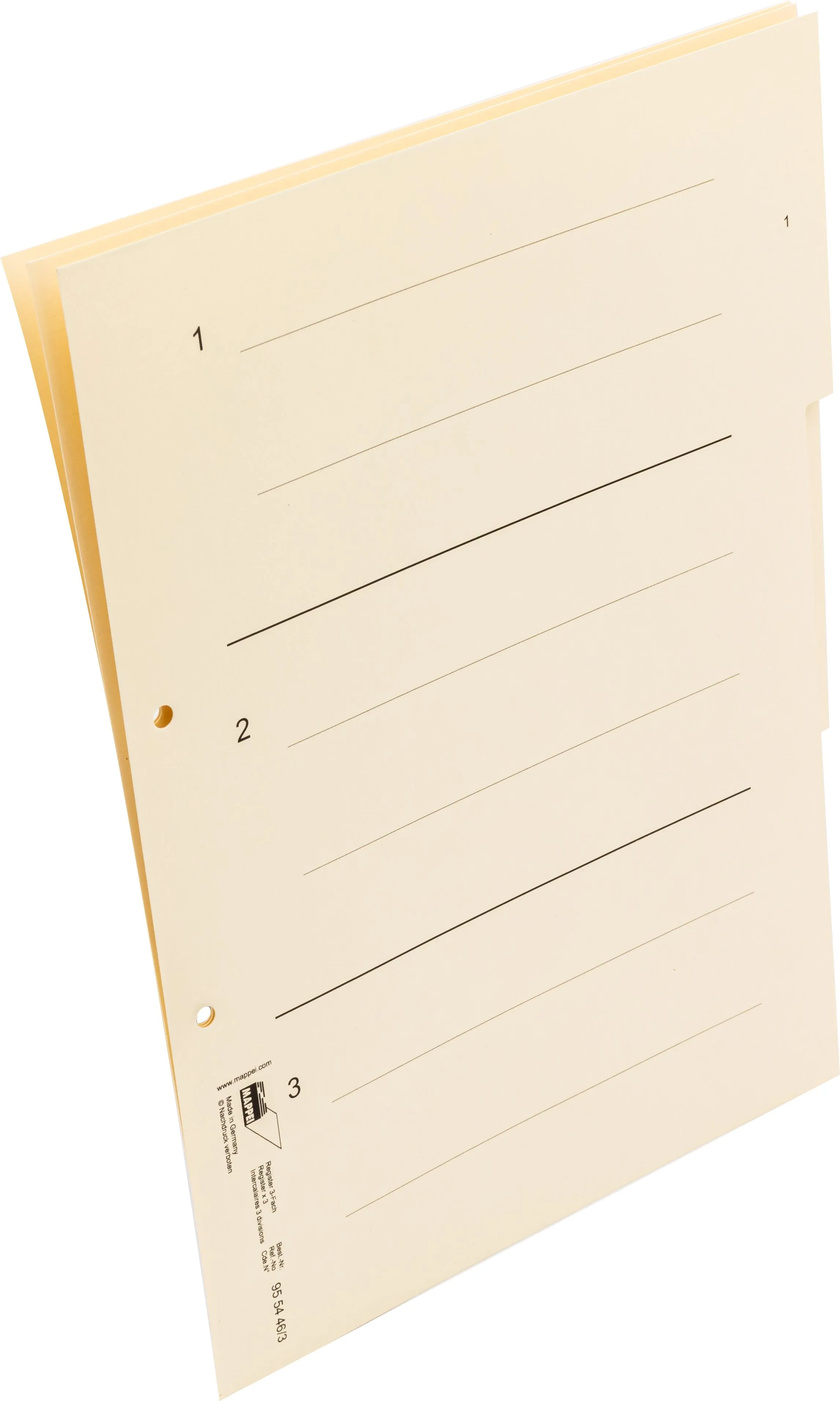 Register, 3-fach f. Ordnungsmappen, Natron hell, 230 g/qm-Artikelnummer-955446/3