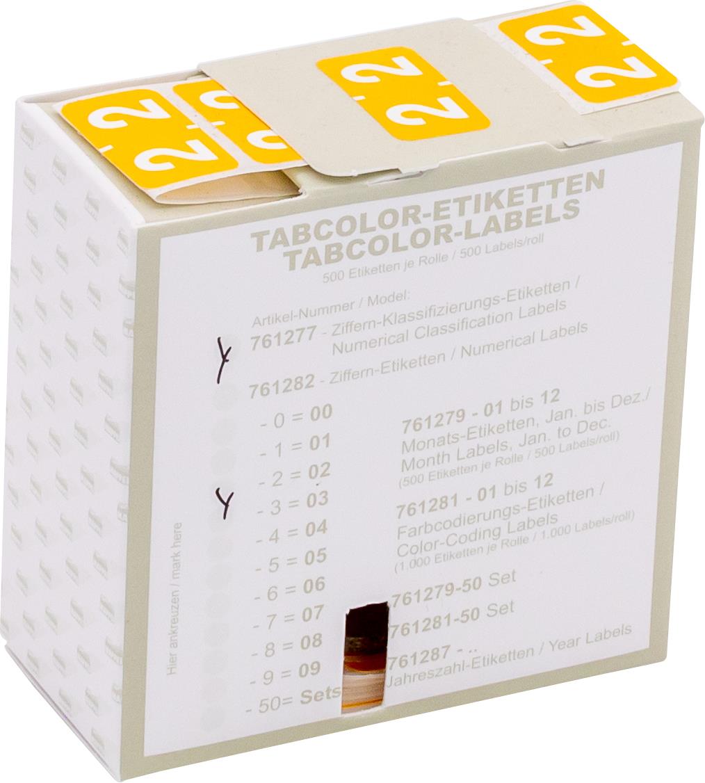 Klassifiz.-Etikett (klein), Ziffer "2", h´orange, 500 Stck.