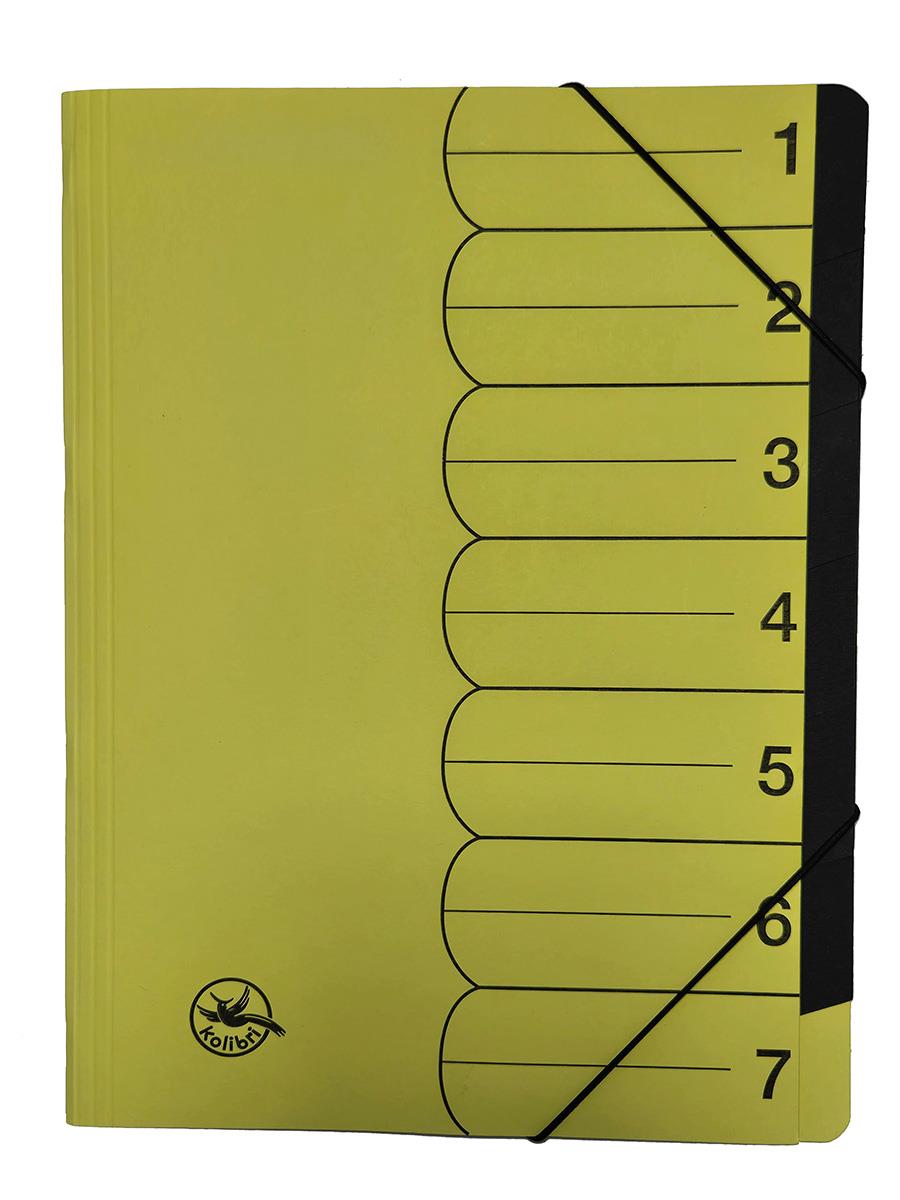 Ordnungsmappe 7-teilig, gelb, Fächer einfarbig