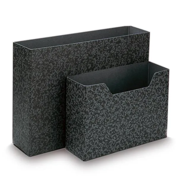 Ordnungsbox für A4 Dokumente aus Hartpappe, 10,5 cm breit, schwarz-marmoriert, hergestellt von Mappei