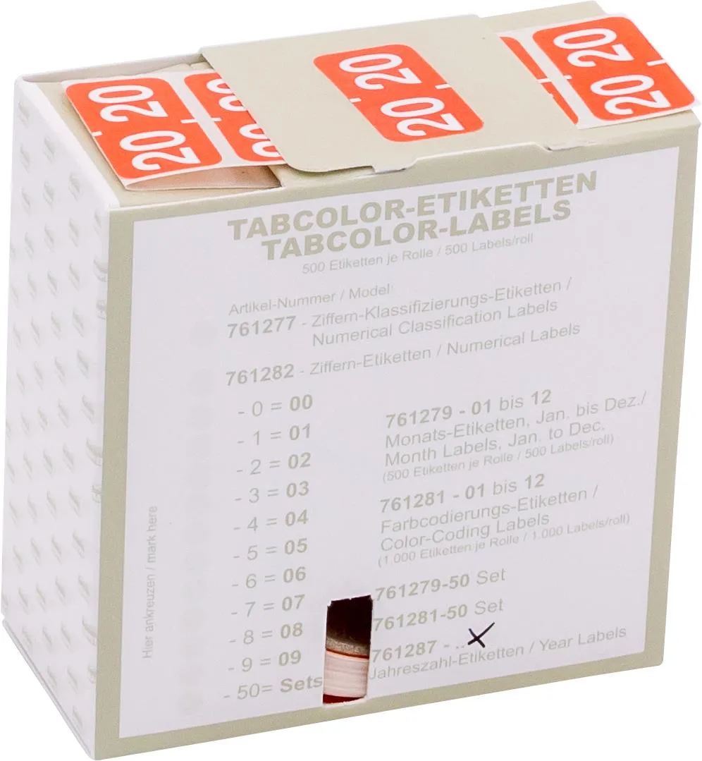 Jahreszahletiketten "20", Farbe rosa, 500/Rolle-Artikelnummer-761287/20