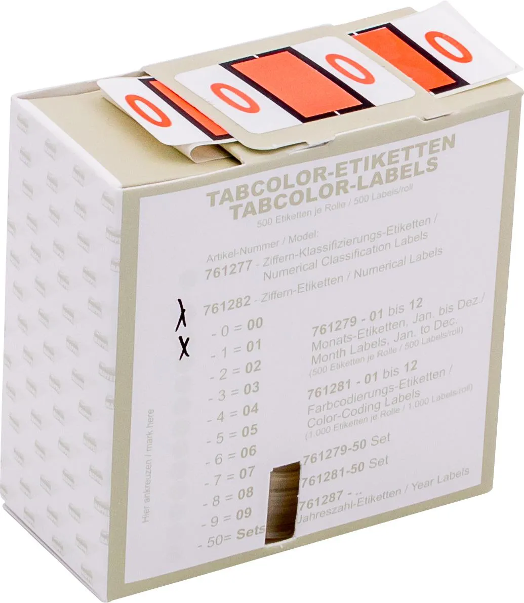 Ziffernetikett (gross) "0", Farbe rosa, 500/Rolle