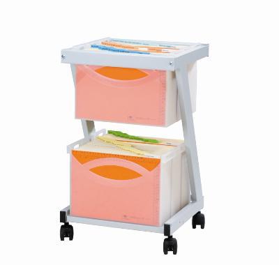 Akten-Trolley für 6 Boxen auf 2 Etagen, Stahl, RAL 7035 (grau)