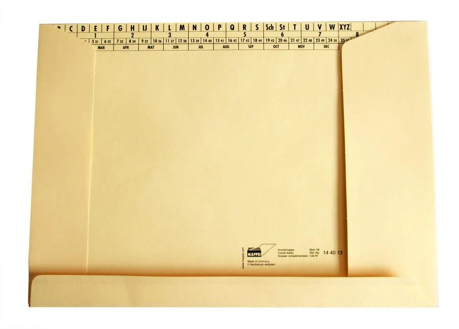 Kombimappe für DIN A4, Natronkarton hell, 130 g/qm,-Artikelnummer-144013