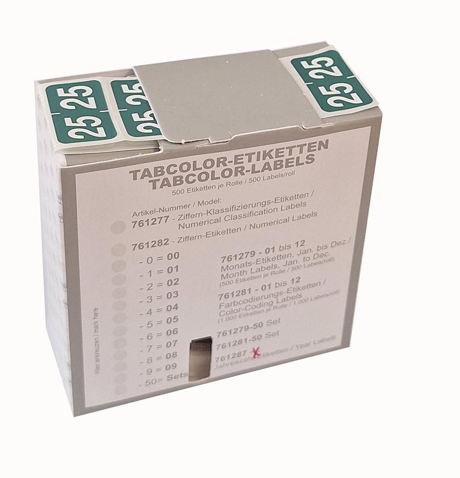 Jahreszahletiketten "25" Farbe dunkelgrün, 500/Rolle