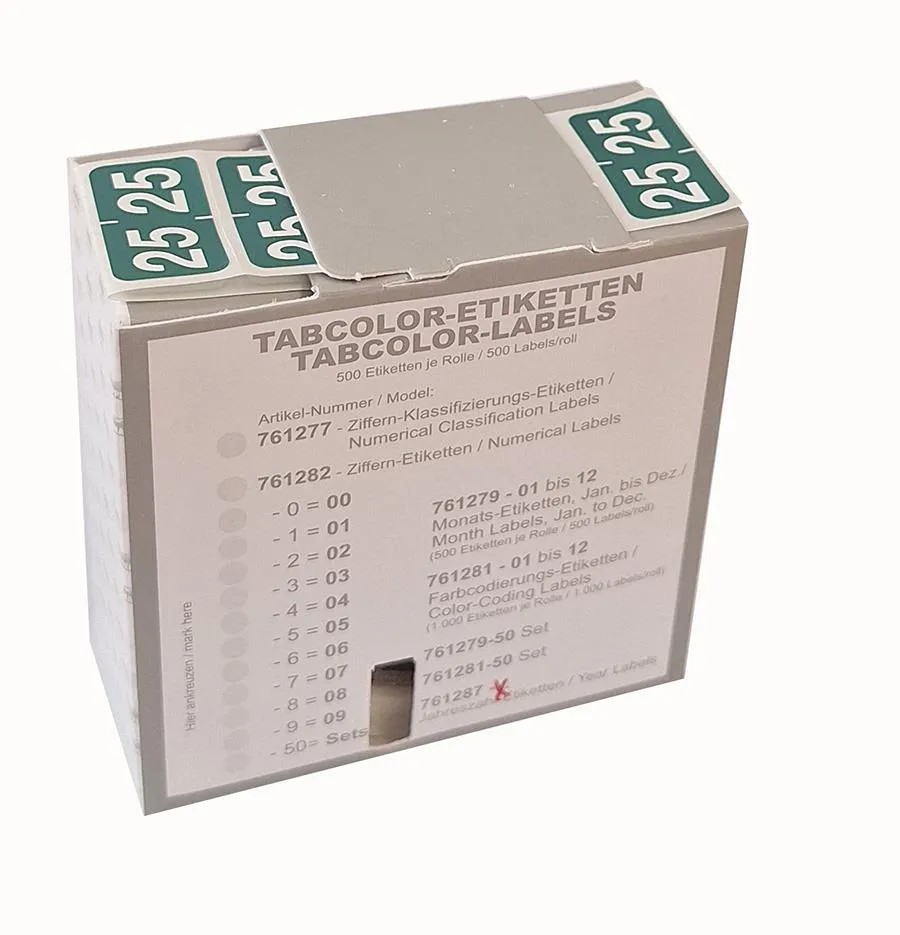 Jahreszahletiketten "25" Farbe dunkelgrün, 500/Rolle