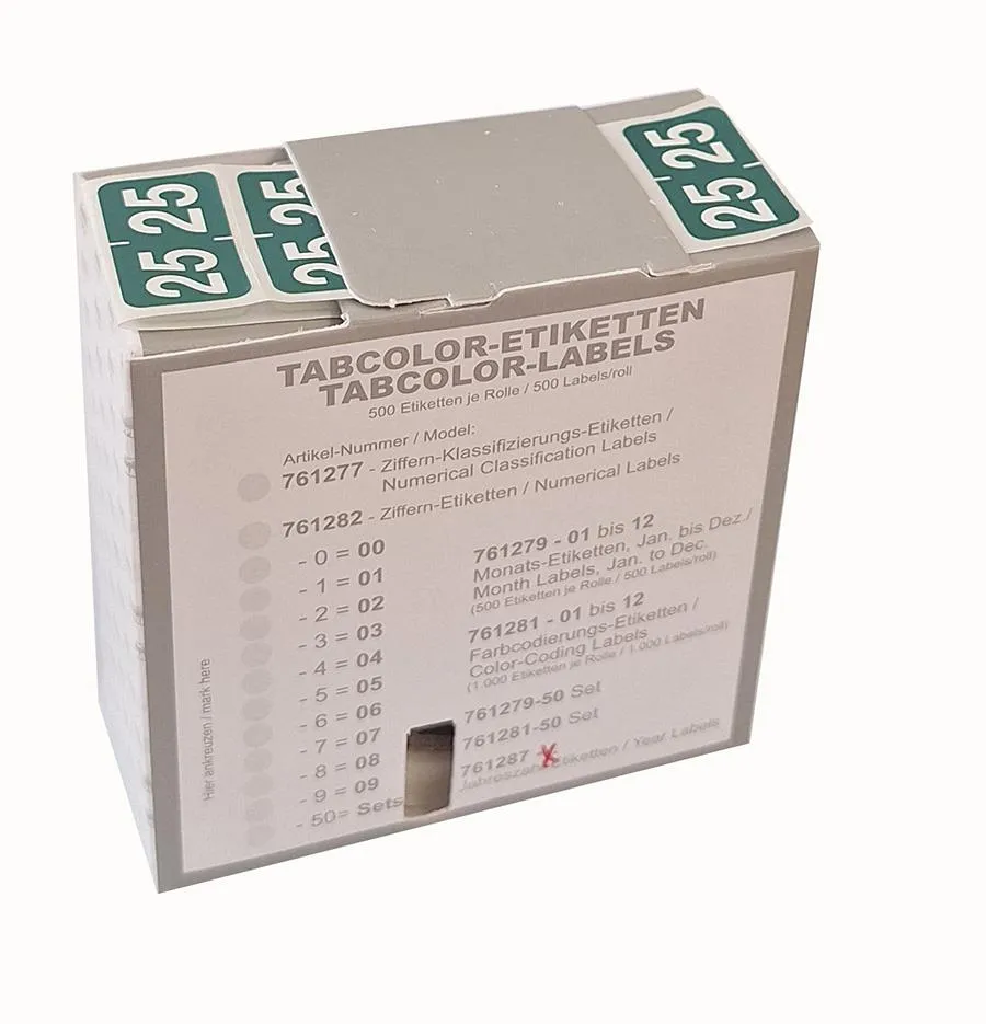 Jahreszahletiketten "25" Farbe dunkelgrün, 500/Rolle-Artikelnummer-761287/25