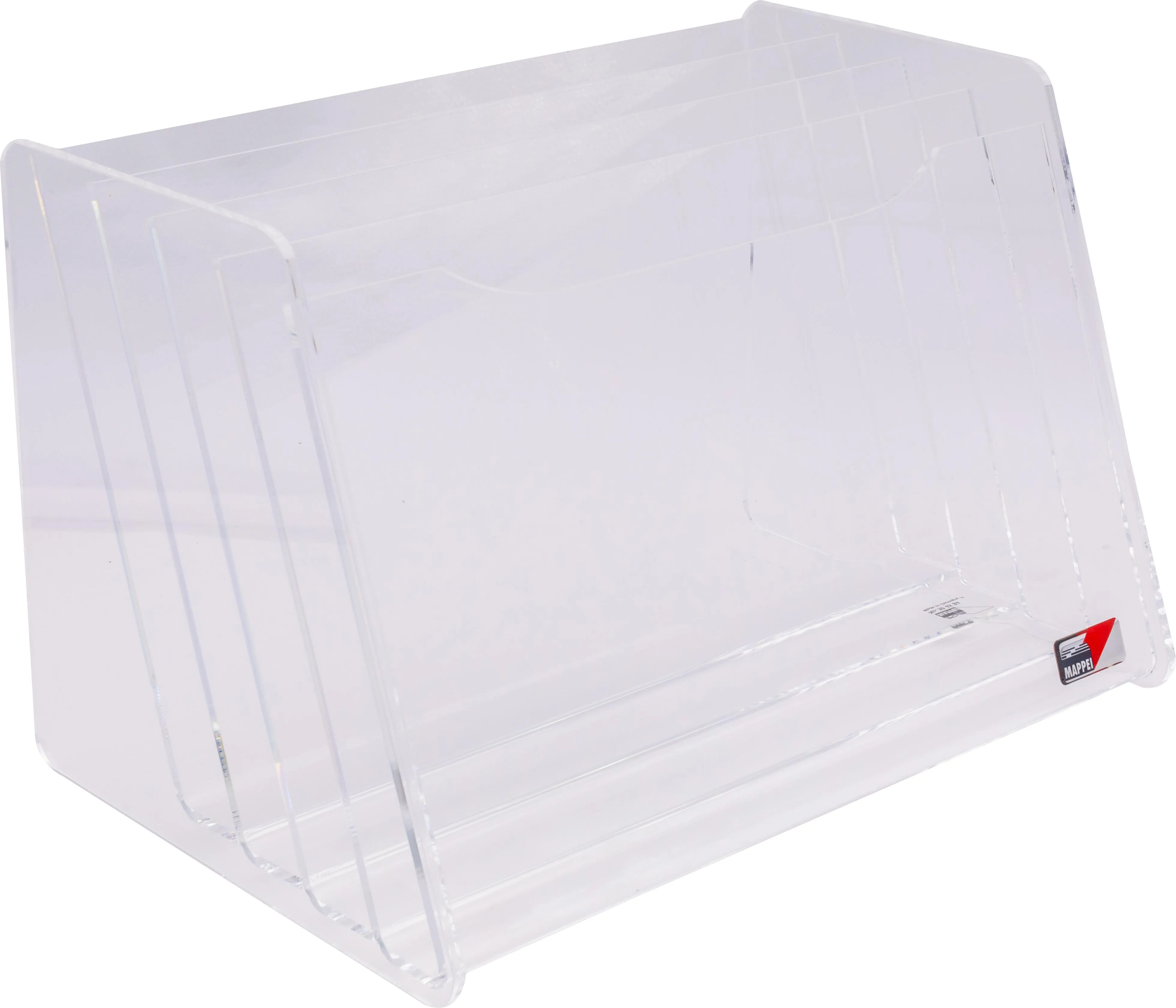 Stufenständer, mit 4 Gefachen für A4, Acrylglas, klar