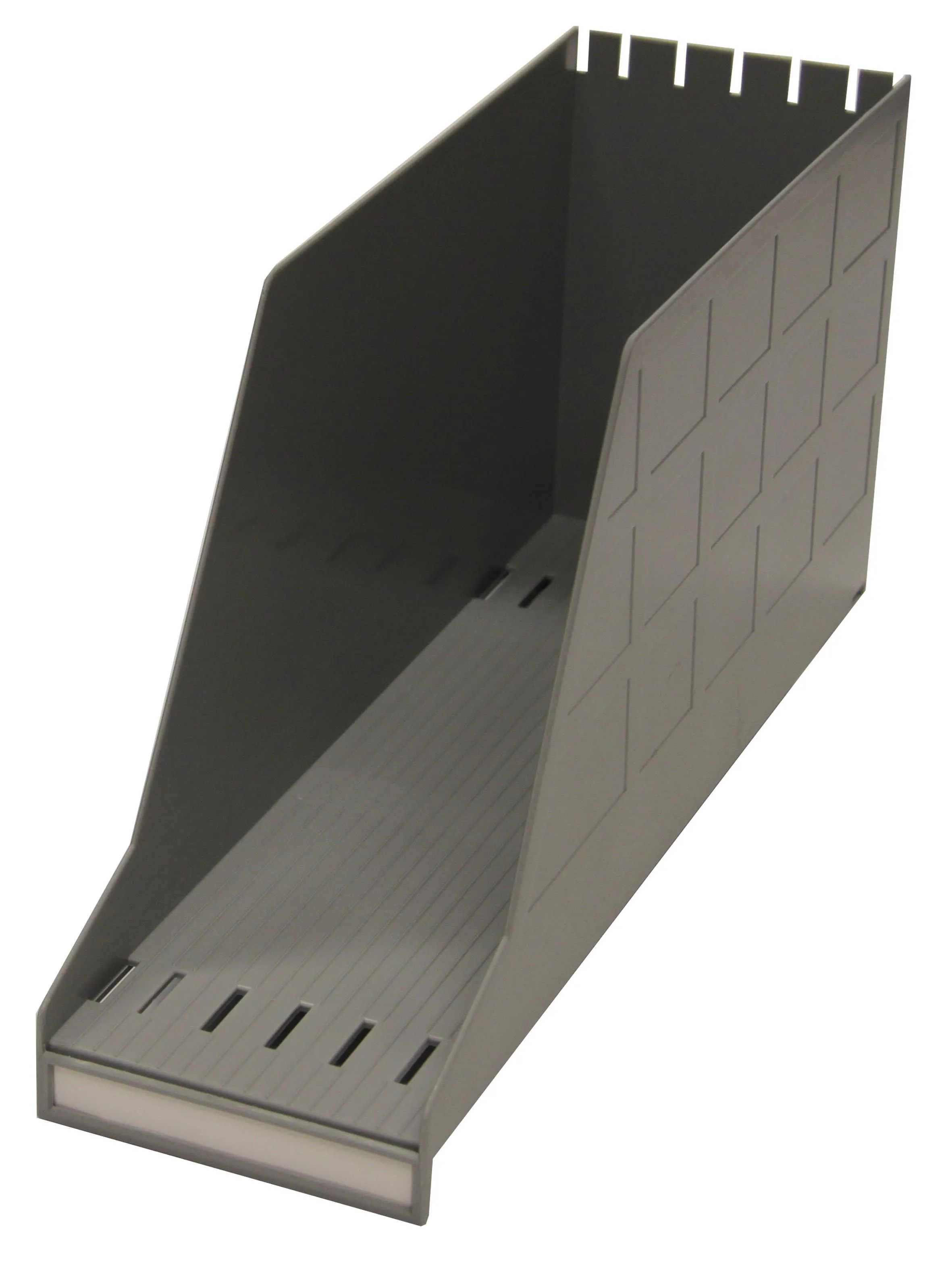 Ordnungsbox für DIN A4, lateral, 10 cm breit, Polystyrol, grau-Artikelnummer-324277