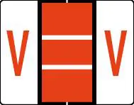Buchstabenetikett (gross) "V", Farbe dunkelorange, 50/Bogen