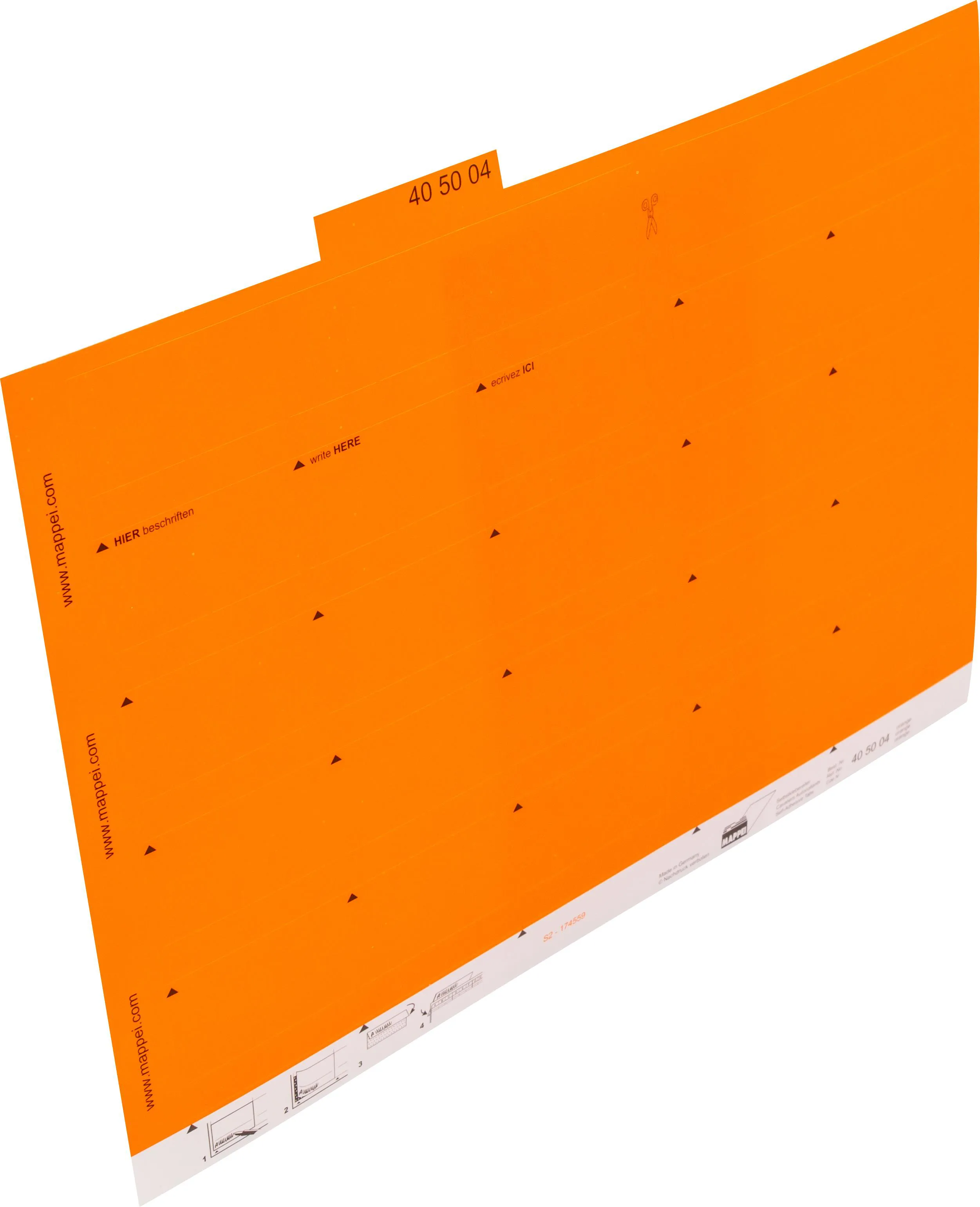 Selbstklebe-Reiter, orange, 55 mm breit, Karton