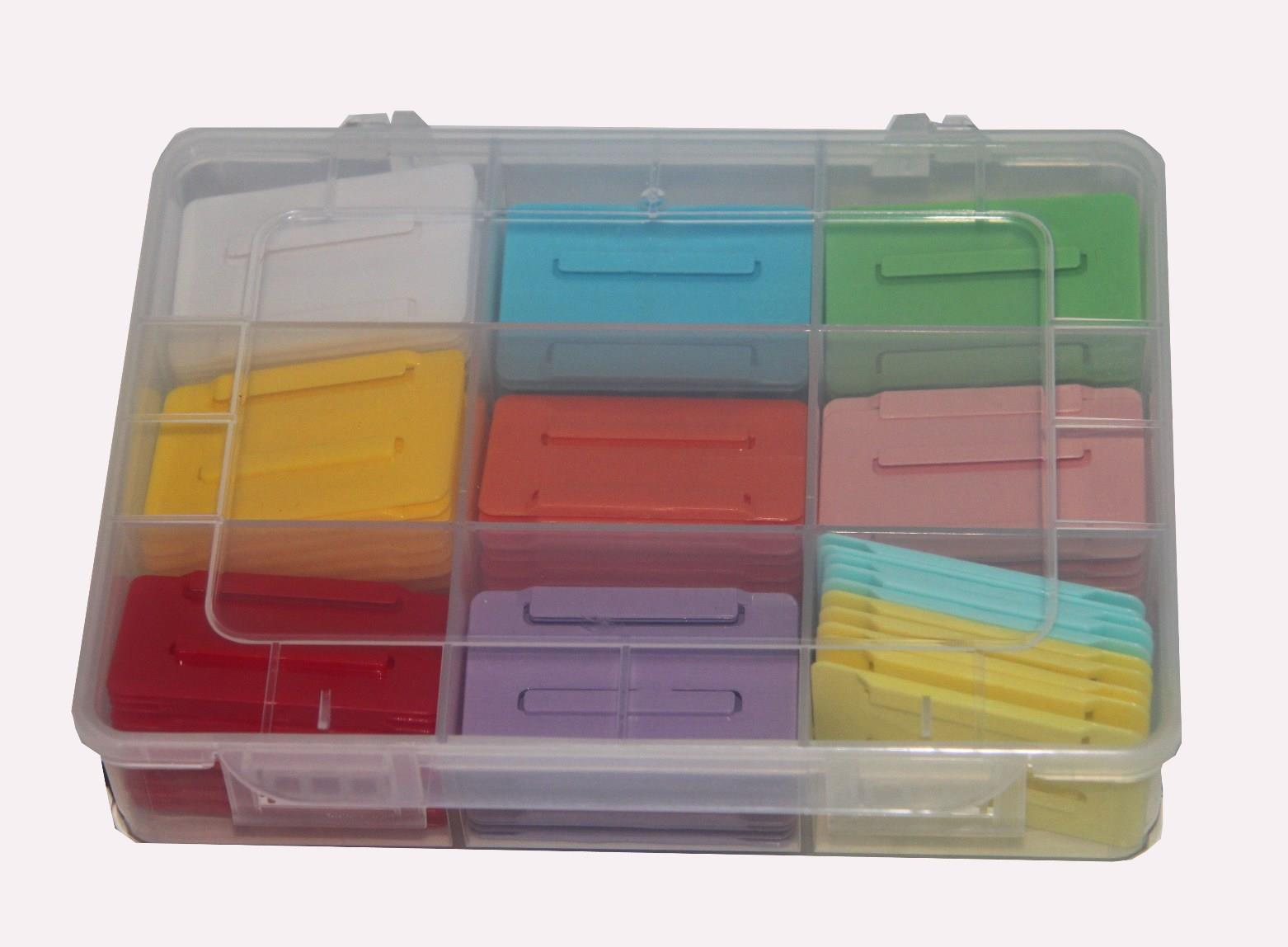 Beschriftungsläufer-Set, 55 mm, 90 Stück in 12 Farben in Box