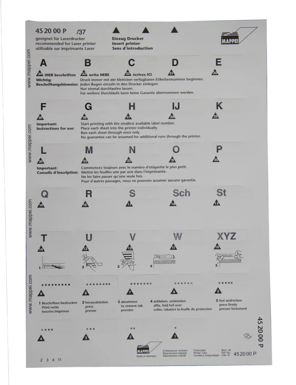 Selbstklebe-Printreiter (Folie), "A-XYZ", 30 mm breit