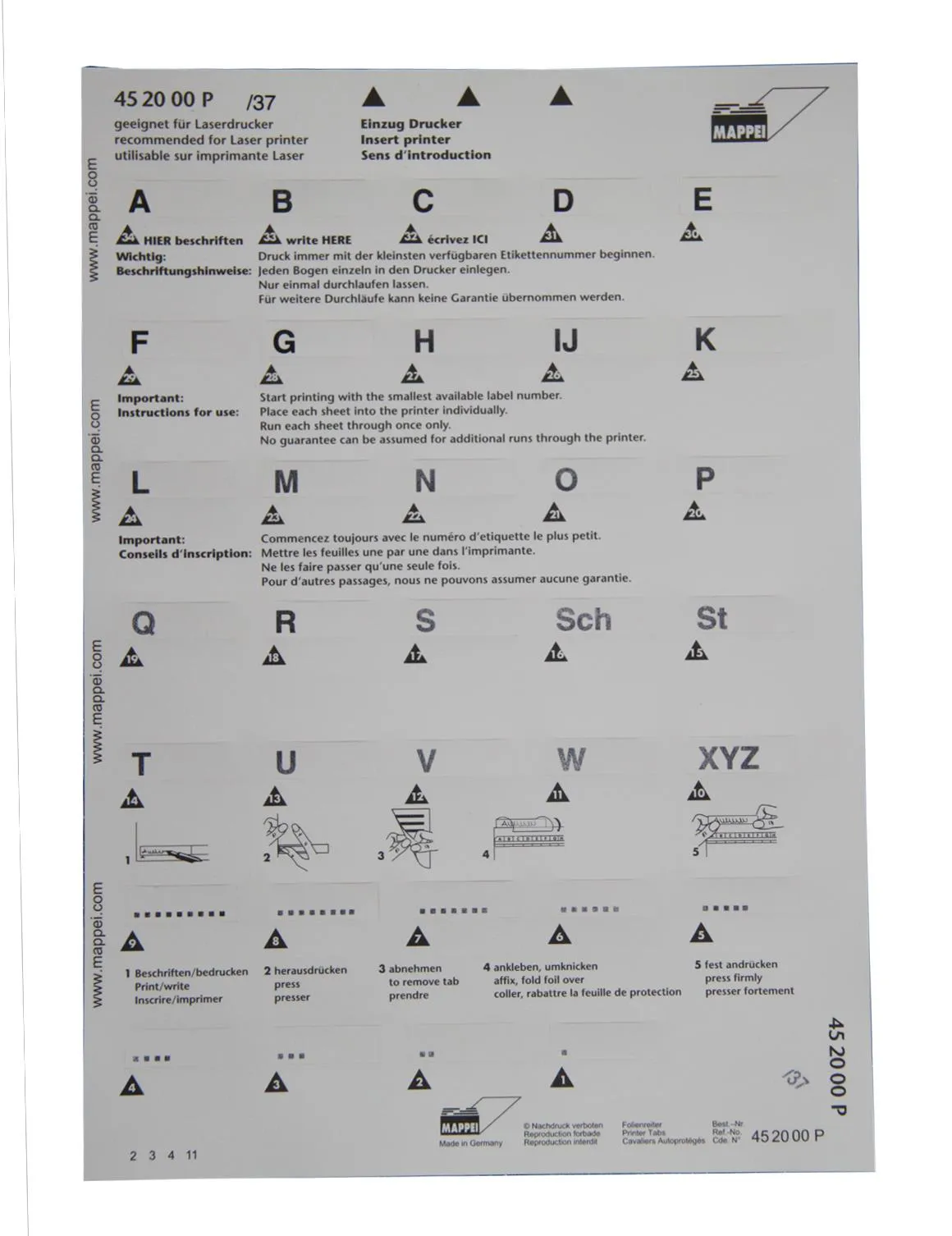 Selbstklebe-Printreiter (Folie), "A-XYZ", 30 mm breit