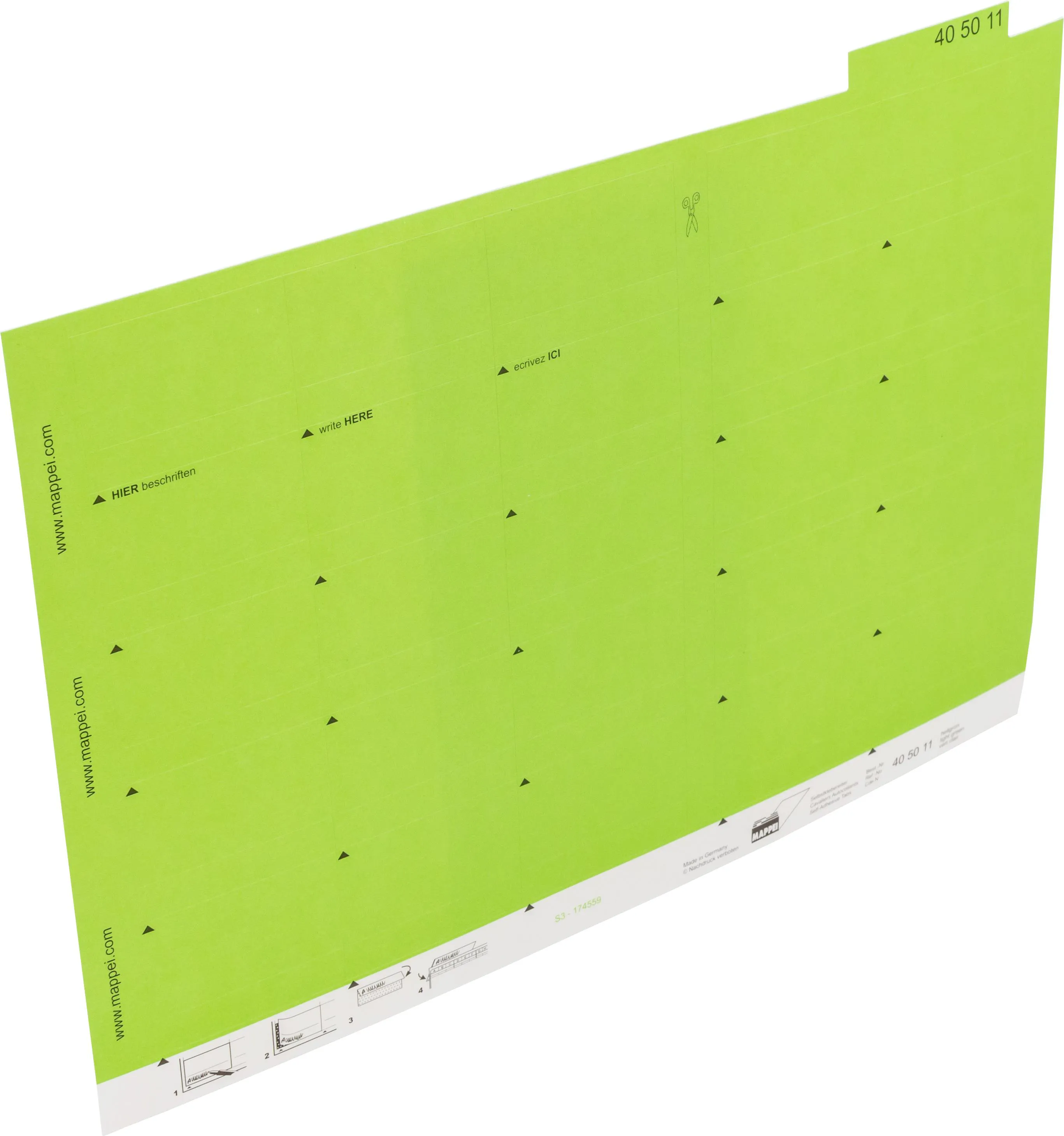 Selbstklebe-Reiter, hellgrün, 55 mm breit, Karton